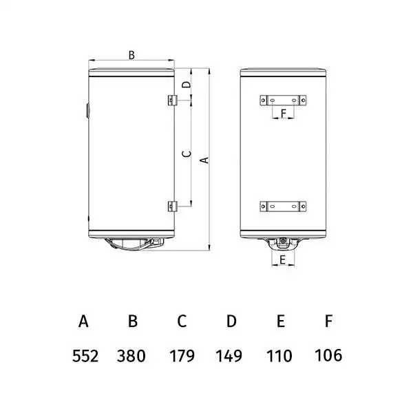Вертикален битов бойлер TEDAN Standard Inox 30L 2KW неръждаем 3